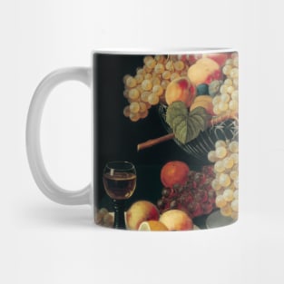 Still Life Painting of Wine & Grapes & Fruit Mug